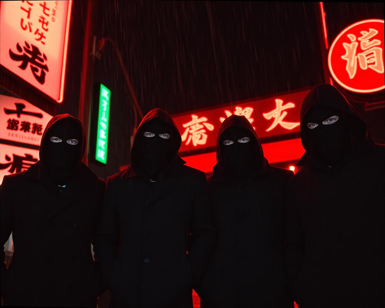 Band portrait in rain